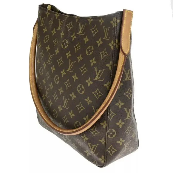LOUIS VUITTON Logo Looping GM Shoulder Bag Monogram Leather Brown - Picture 16 of 16